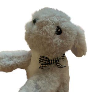 Greenbrier Gray Bunny Rabbit Plush Stuffed Animal Black Checkered Bow 6” Small